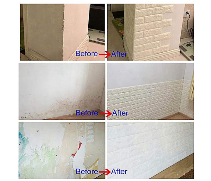 GTC 22000746 10 Pcs Self-Adhesive Waterproof Removable 3D Brick Wall Panels Sticker Wallpaper - White - Zoom Image 6