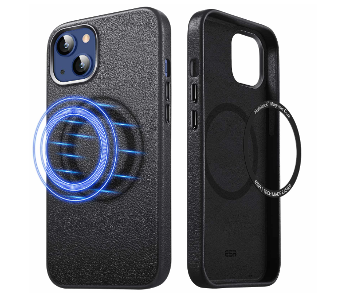 ESR Metro Leather Case with HaloLock for iPhone 13 - Black - Zoom Image