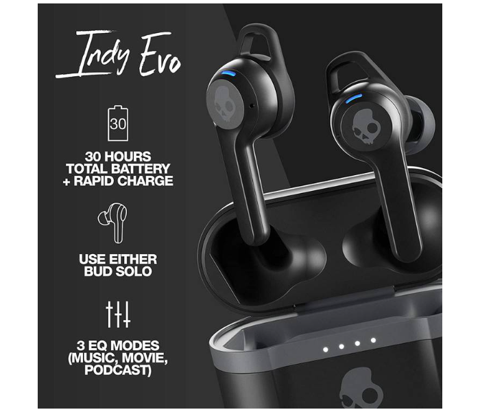 Skullcandy S2IVW-N740 Indy Evo True Wireless In-Ear Earphones - Black - Zoom Image 3