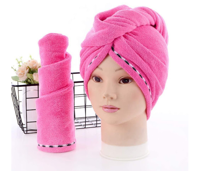 GTC 22000701 Microfiber Quick Drying Hair Towel Wrap With Button for Women - Pink - Zoom Image 2