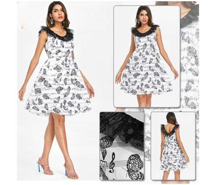 Quny RMC-10313 Sleeveless Small Sized Frock Model Dress for Women - White - Zoom Image