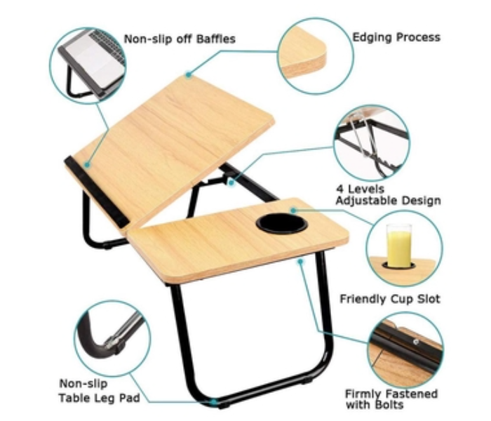 Generic 4 Angles Adjustable Laptop Table Folding Laptop Desk for Bed Portable Computer Notebook Sofa Table for Writing  - Zoom Image 6