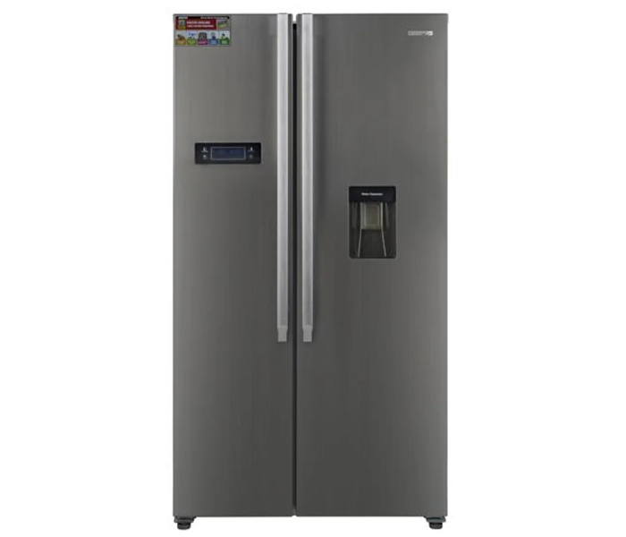 Geepas GRFS6622SWXHN 650 Litre Side By Side Refrigerator - Grey - Zoom Image 1