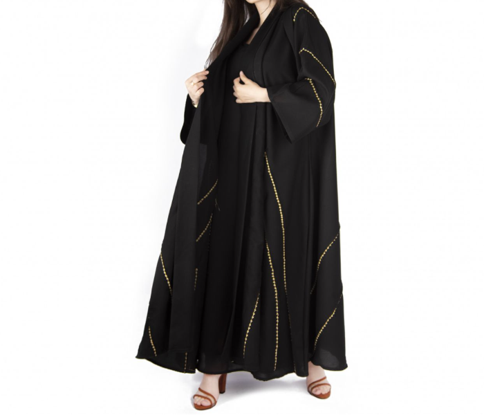 Reem R1096 Luxury Arab 56 Sized Abaya For Women - Black  - Zoom Image 3