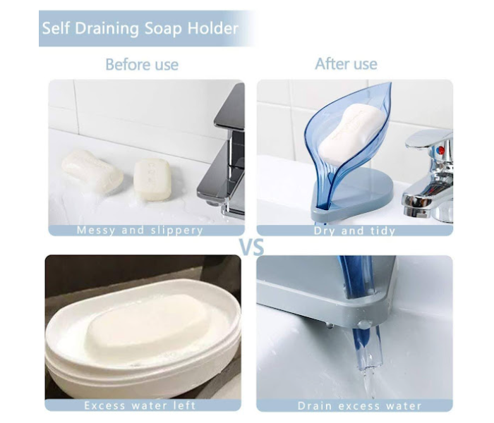 GTC 22000724 Leaf Shape Self Draining Bar Soap Holder - Blue - Zoom Image 5