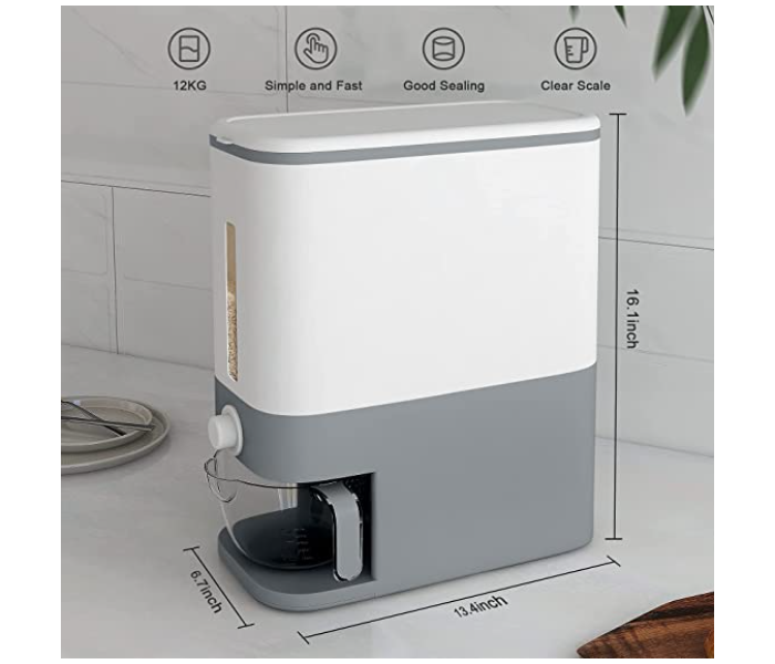 Generic Rice Dispenser for Kitchen - White and Grey - Zoom Image 2