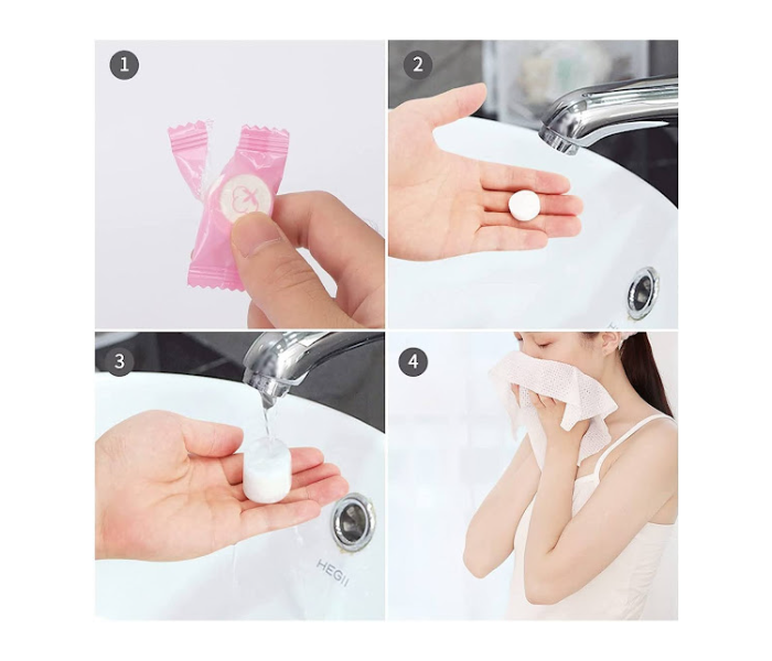 GTC 22000693 100 Coin Tissues Disposable Compressed Cotton Towel - White - Zoom Image 3