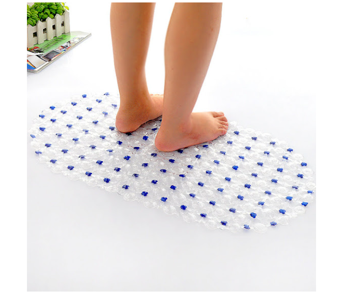 GTC 22000709 Non Slip Bath Tub Shower Mat with Drain Holes and Suction Cups - Blue - Zoom Image 1