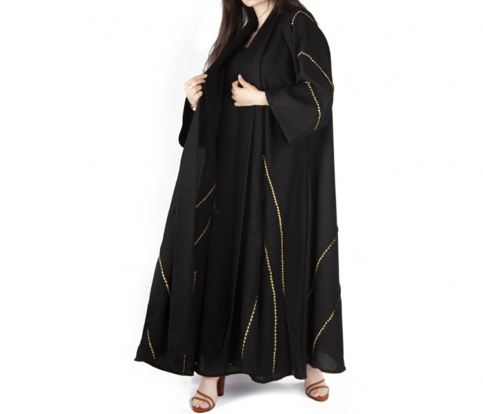 Reem R1096 Luxury Arab 58 Sized Abaya For Women - Black  - Zoom Image 3