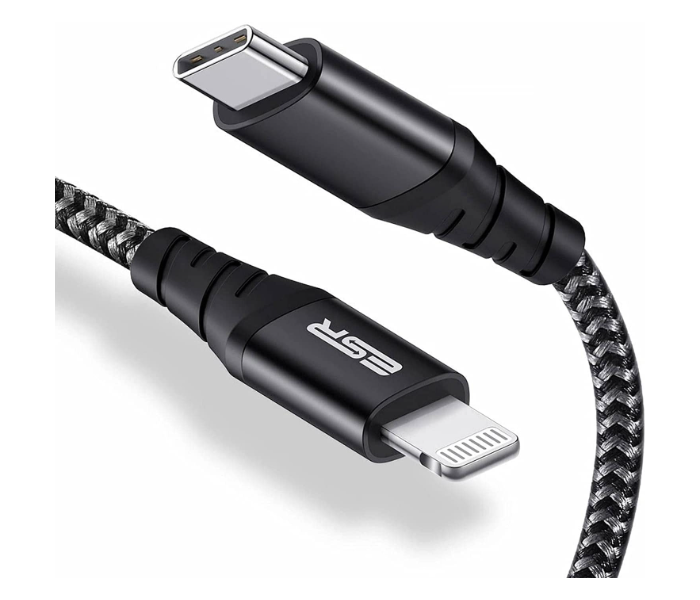 ESR Nylon USB-C to C and Micro 1M Cable Fast Charger - Black - Zoom Image 1