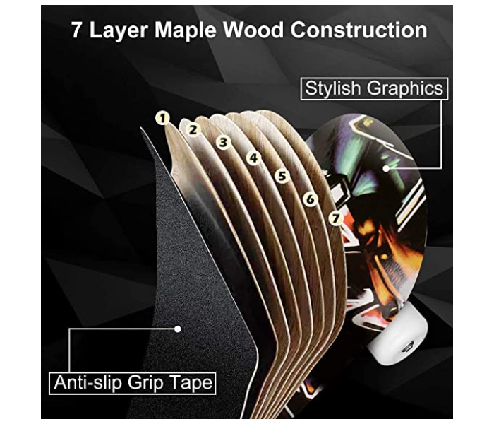 9 Layer Maple Wood Skateboard - Black - Zoom Image 2