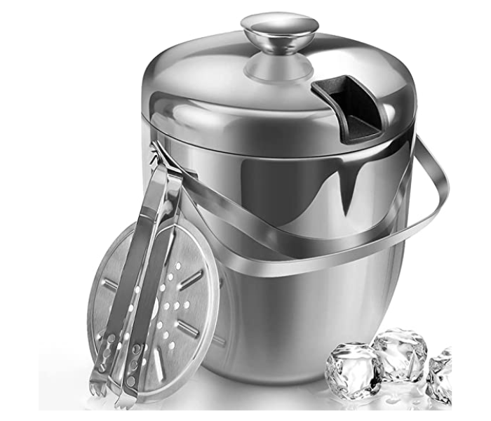 Double Walled 1.3 Litre Stainless Steel Ice Cube Container - Silver - Zoom Image 1