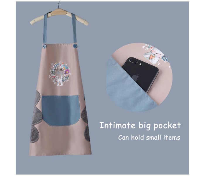 Wipeable Waterproof Oil Proof Rabbit Printed Kitchen Apron - Brown - Zoom Image 2