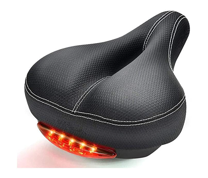 Waterproof Breathable Dual Spring Designed Bicycle Bike Seat with Back LED Light - Black - Zoom Image 1