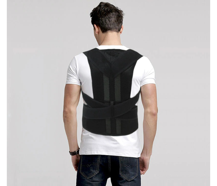 Unisex Adjustable Back Support Posture Corrector Back Support - Black - Zoom Image 2