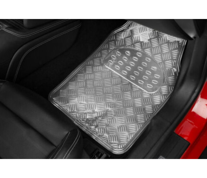 Generic Car Floor Mats 4 Piece Metallic Aluminum Universal Fit - Silver - Zoom Image 3