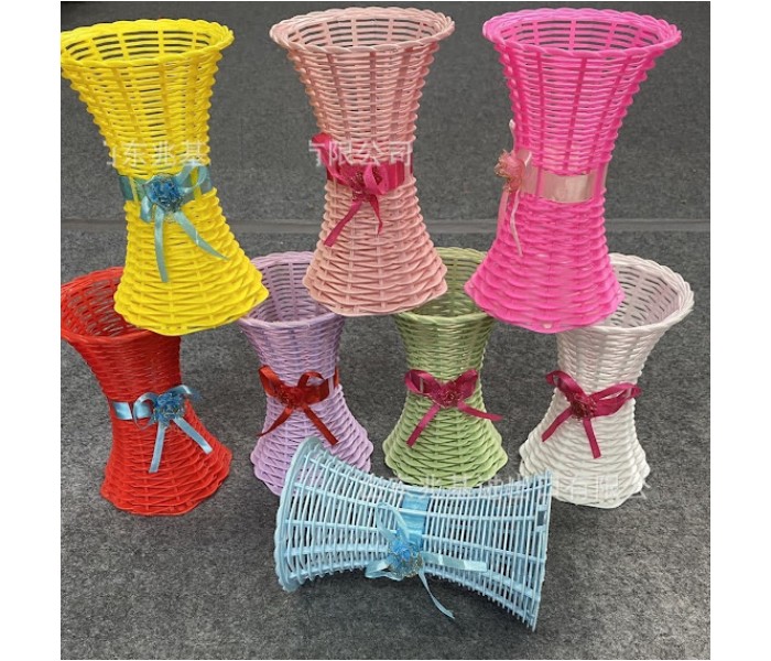 GTC 22000775 3 Pcs Plastic Rattan Flower Vase for Home Decoration - Blue - Zoom Image 2