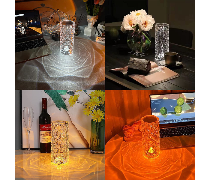 Crystal Diamond Color Changing Creative Romantic Rose Acrylic LED Light for Bedroom Living Room Touch Control Bedside Lamp with USB Port - Zoom Image 5