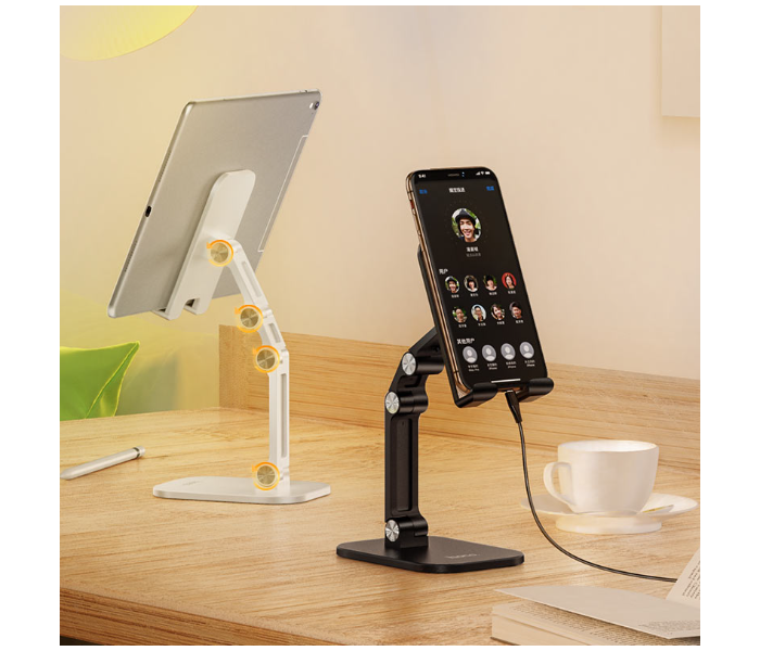 Hoco PH34 Excelente Double Folding Desktop Stand For Mobile Phones Tablet And Pc - Black - Zoom Image 3