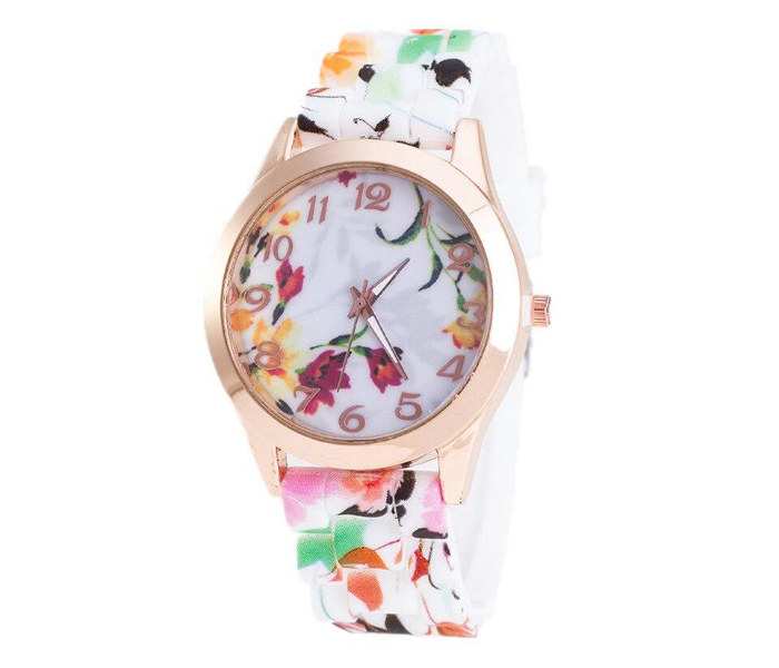 Set of 3 Floral Dial Silicone Band Analog Watches for Women - Zoom Image 3