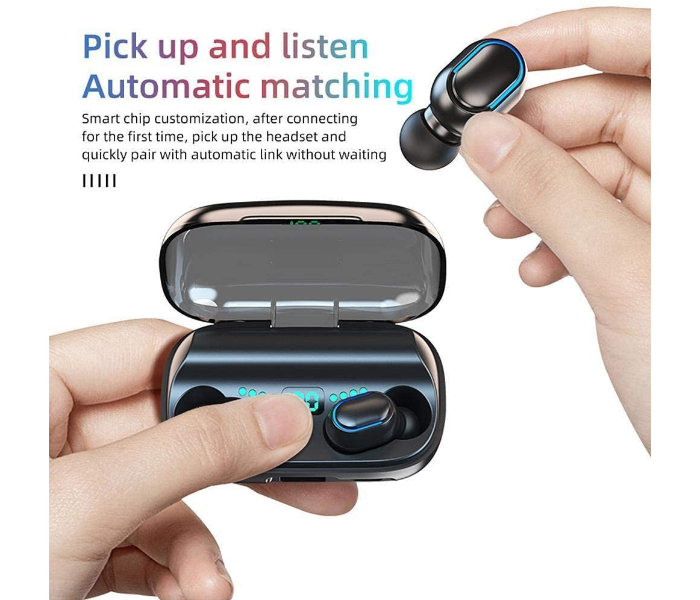 JS2 TWS-T11 Bluetooth 5.0 with Charging Case and LED Digital Display True Wireless Earbuds -Black - Zoom Image 7