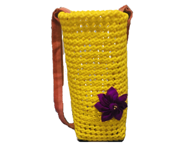 PA3 Long Plastic Wire Bottle Bag With Cloth Handle - Yellow - Zoom Image