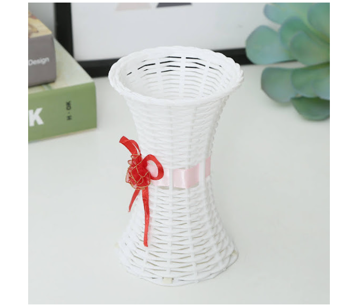 GTC 22000773 3 Pcs Plastic Rattan Flower Vase for Home Decoration - White - Zoom Image 1