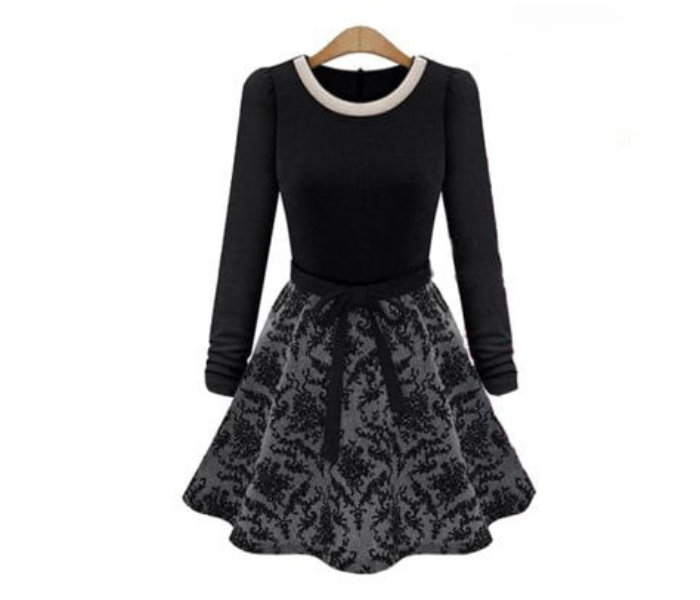 Quny RMC-10224 Full Sleeve XL Sized Mini Frock for Women - Black - Zoom Image