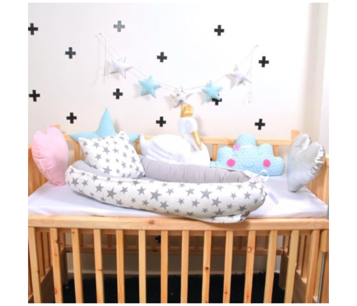 3921 Baby Crib Bed Mom Gift As A Breastfeeding Pillow - White and Grey - Zoom Image 3