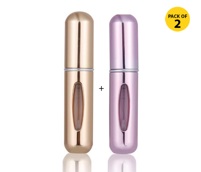 Pack of 2 5ml Portable Mini Refillable Perfume Atomizer Bottle - Gold and Pink - Zoom Image 1