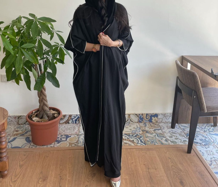 Reem R5196 Luxury Arab 52 Sized Abaya For Women - Black - Zoom Image