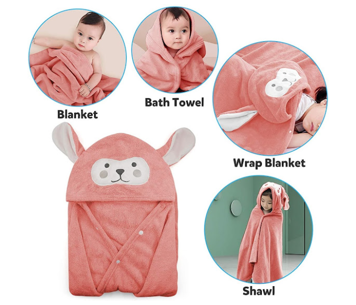 GTC 22000669 Ultra Soft Hooded Baby Bath Towel  - Pink - Zoom Image 2