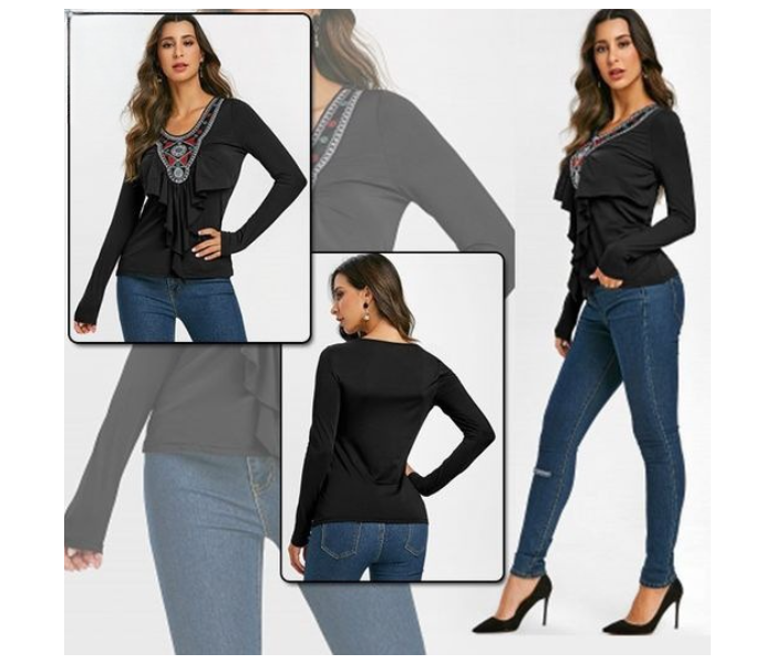 Quny RMC-10311 Full Sleeve XL Sized Short Top for Women - Black - Zoom Image