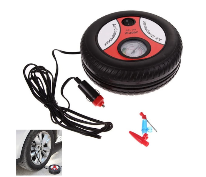 GTC 22000792 Portable Car Air Compressor 12V Input Electric Tire Inflaters - Black - Zoom Image 1