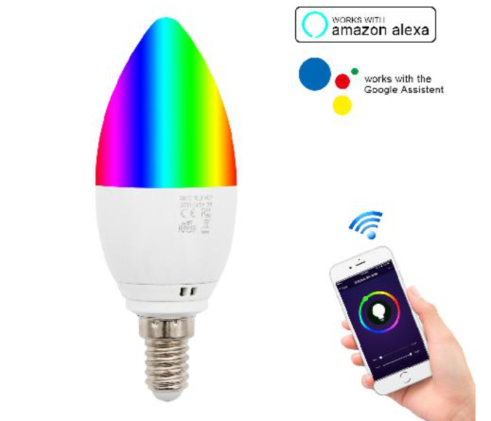 Wink C37 5W E14 Rgb Wifi Candle Bulb - White - Zoom Image 3