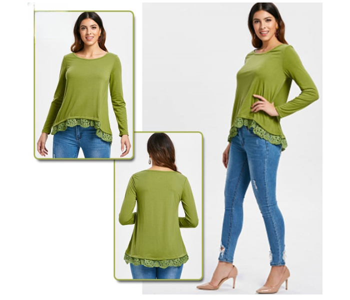 Quny RMC-10246 Full Sleeve Large Sized Short Top for Women - Green - Zoom Image