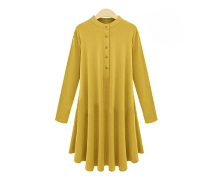 Quny MC-10060 Full Sleeve Medium Sized Long Top for Women - Yellow - Zoom Image