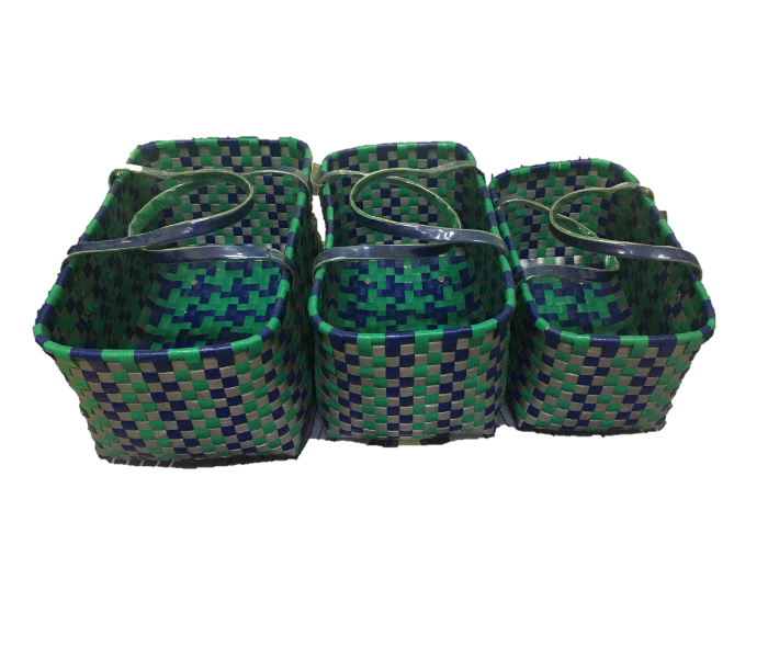 PA9 Set of 3 Plastic Wire Beach Basket - Blue and Green - Zoom Image