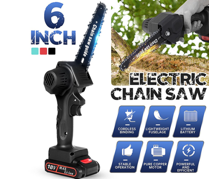 Generic 6 Inch 1200 Watts Electric Chain Saw Cordless Cutter Tool Kits - Black - Zoom Image 4