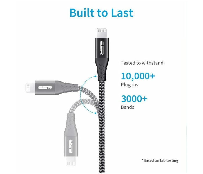 ESR USB-A to Lightning 1.2M Cable Fast Charger - Black - Zoom Image 3