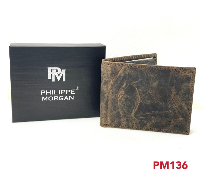 Philippe Morgan PM136 Stylish Leather Wallet - Black and Brown - Zoom Image 1