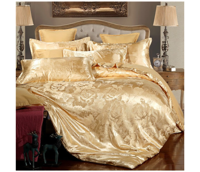 GTC 22000739 European-style Satin Jacquard 4 Piece Bedding Set - Gold - Zoom Image 1