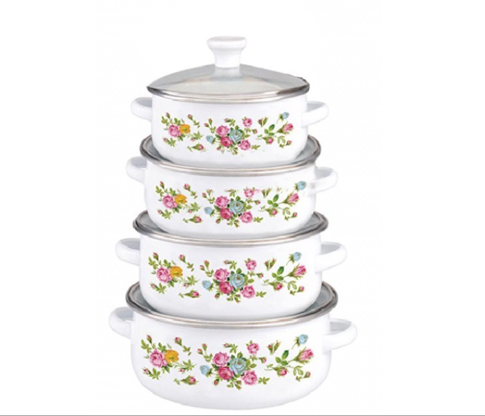 OE 352 8 Pieces DDSTK Casserole Set - White - Zoom Image