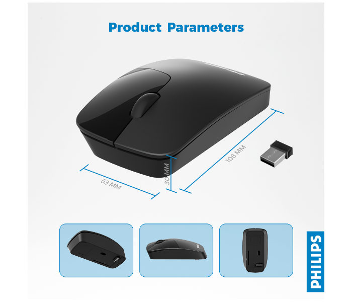 Philips SPK7402B-00 Wireless Mouse - Black - Zoom Image 6