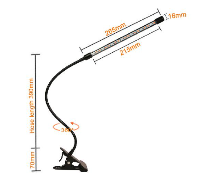 20W LED Table Grow Light - 1 Head With Chip - Black - Zoom Image 2