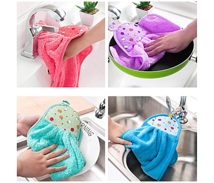 4 Pcs Hand Towel Kitchen Hanging Loop Soft Coral Small Soft Dish