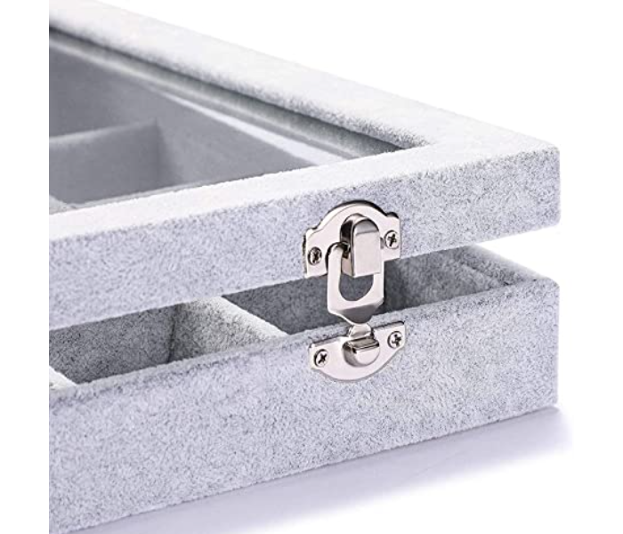 Multi-Functional 24 Grid Jewelry Organizer with Lid and Lock - White - Zoom Image 6