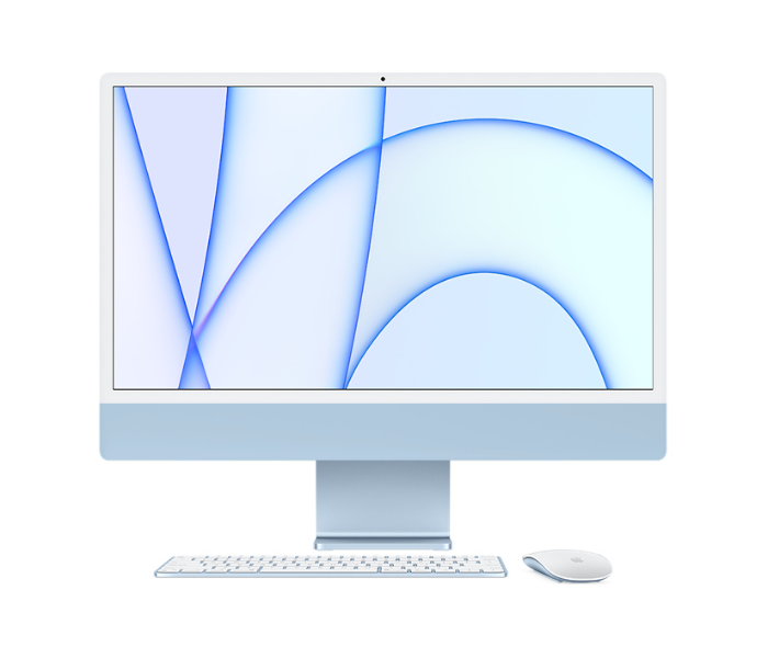 Apple Z12X000F9 iMac 24 inch 8 Core CPU and 8 Core GPU M1 Chip 8GB RAM 512GB SSD English-Arabic Keyboard - Blue - Zoom Image 1