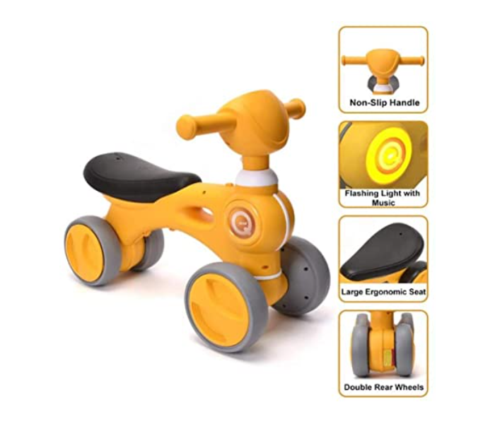 Toddler Walker Bike Toy with Music and Light - Yellow - Zoom Image 2