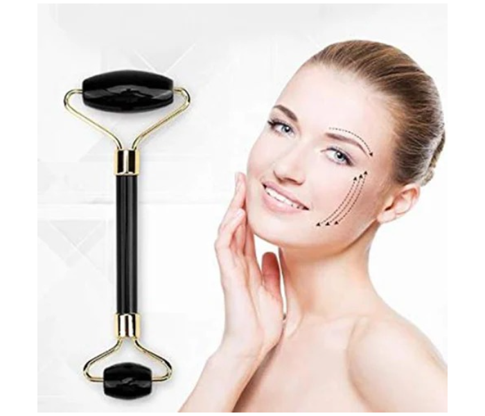 Generic Anti-Aging Jade Roller and Gua Sha Scraping Board Kit - Black - Zoom Image